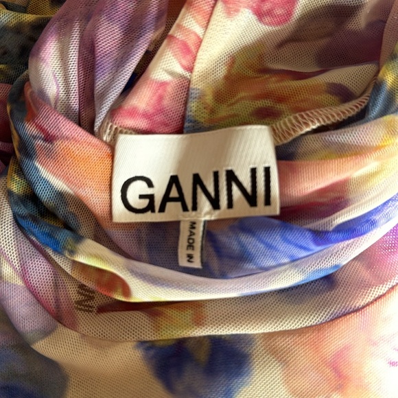 Ganni Turtleneck Printed Mesh Floral | Size 34 or US 2 - Picture 8 of 13